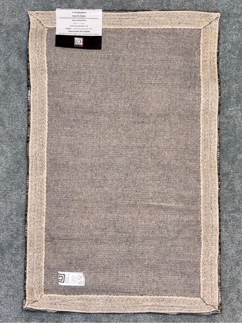 NWT Unbelievable Mats 20x32 Jacquard Jute Accent Rug Olive Green Trellis Mat